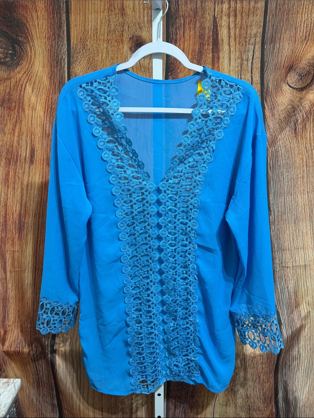Blue Open Lace Blouse Size L